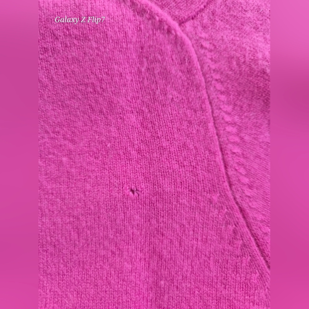 ​Valerie Stevens 2-Ply 100% Cashmere Shawl Collar Sweater - Bold Pink - Large - Picture 8 of 9